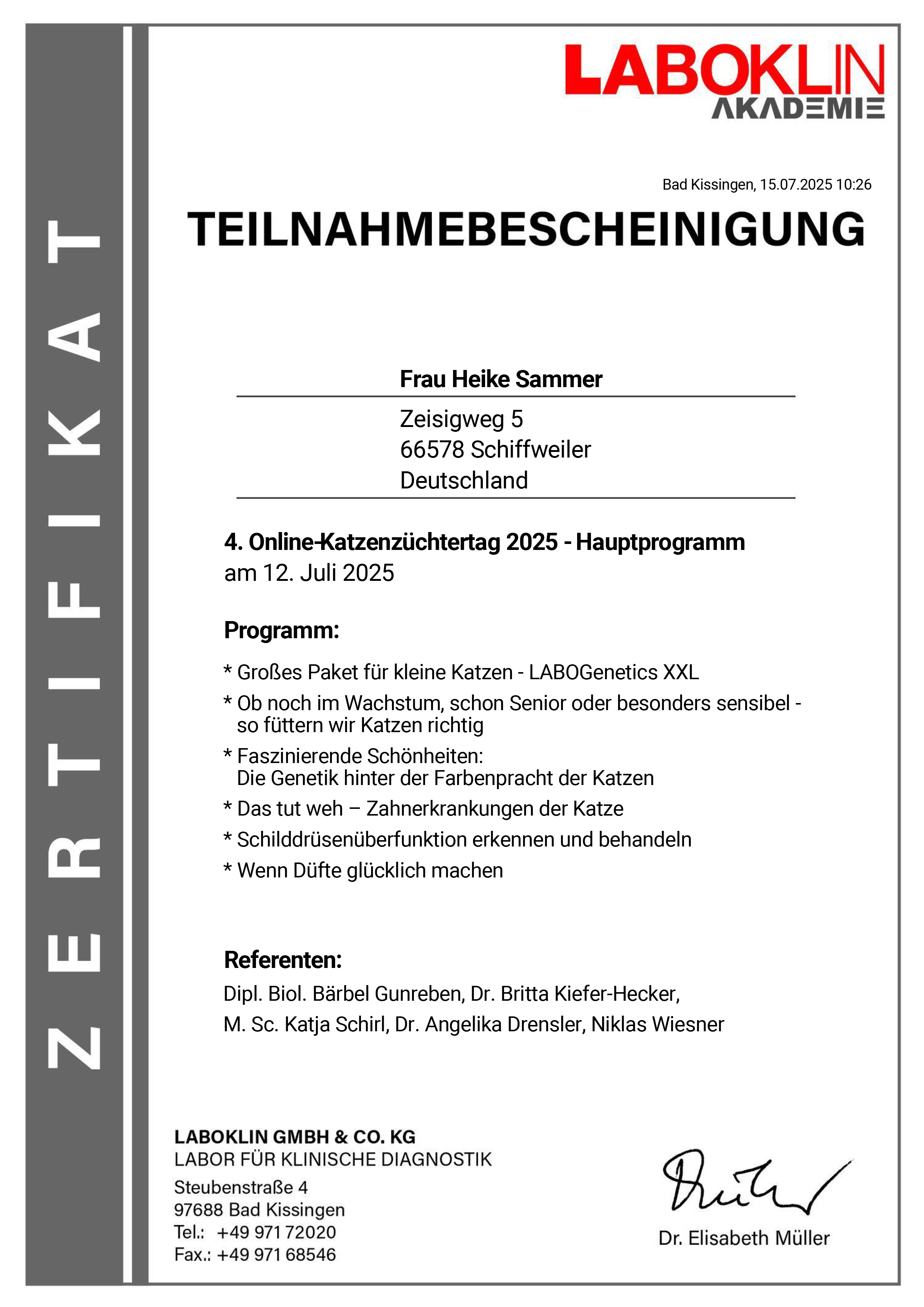 Katzenzüchtertag von Laboklin